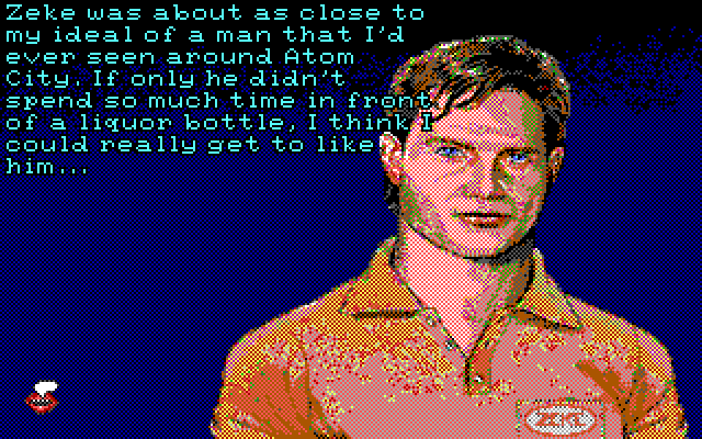 Leather Goddesses of Phobos! 2: Gas Pump Girls Meet the Pulsating Inconvenience from Planet X IBM PC/Compatibles Screenshot: Introducing Zeke...