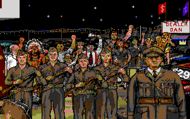 Leather Goddesses of Phobos! 2: Gas Pump Girls Meet the Pulsating Inconvenience from Planet X IBM PC/Compatibles Screenshot: An angry mob!