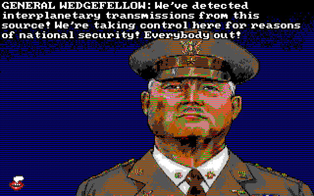 Leather Goddesses of Phobos! 2: Gas Pump Girls Meet the Pulsating Inconvenience from Planet X IBM PC/Compatibles Screenshot: The general is, of course, unimpressed!