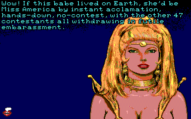 Leather Goddesses of Phobos! 2: Gas Pump Girls Meet the Pulsating Inconvenience from Planet X IBM PC/Compatibles Screenshot: Talking with the council...