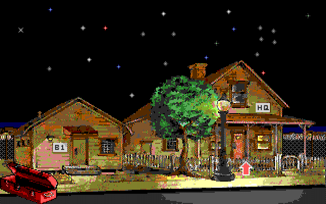 Leather Goddesses of Phobos! 2: Gas Pump Girls Meet the Pulsating Inconvenience from Planet X IBM PC/Compatibles Screenshot: Some of the buildings I can search...