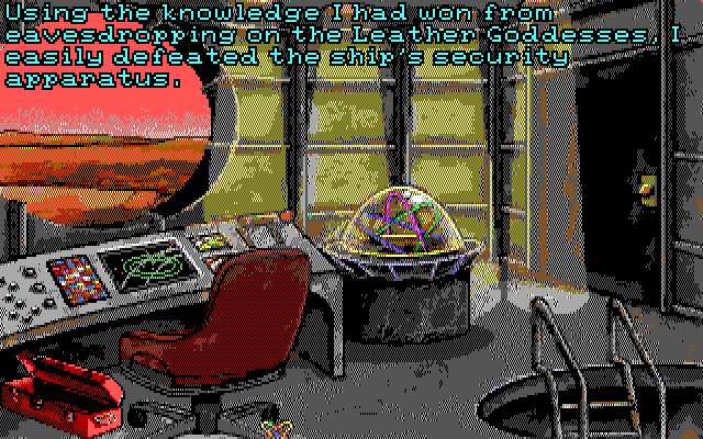 Leather Goddesses of Phobos! 2: Gas Pump Girls Meet the Pulsating Inconvenience from Planet X IBM PC/Compatibles Screenshot: Inside one of the ships.