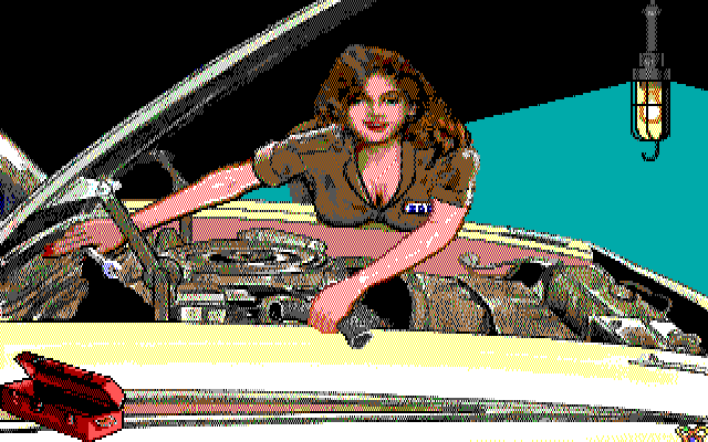 Leather Goddesses of Phobos! 2: Gas Pump Girls Meet the Pulsating Inconvenience from Planet X IBM PC/Compatibles Screenshot: Another one of the gas pump girls!