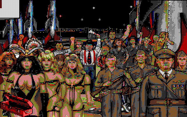Leather Goddesses of Phobos! 2: Gas Pump Girls Meet the Pulsating Inconvenience from Planet X IBM PC/Compatibles Screenshot: Another angry mob!