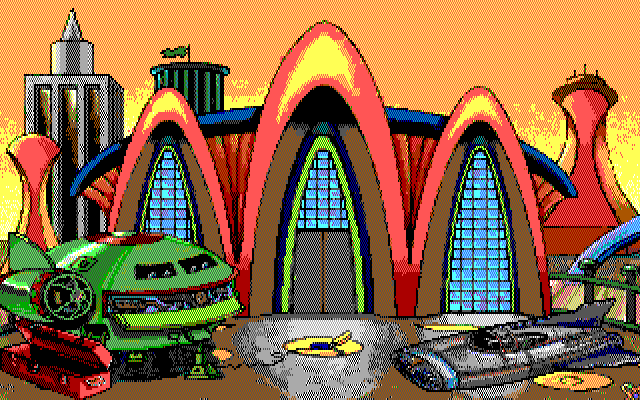 Leather Goddesses of Phobos! 2: Gas Pump Girls Meet the Pulsating Inconvenience from Planet X IBM PC/Compatibles Screenshot: Wow, where have I landed?