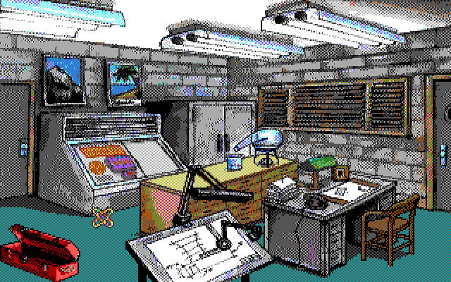 Leather Goddesses of Phobos! 2: Gas Pump Girls Meet the Pulsating Inconvenience from Planet X IBM PC/Compatibles Screenshot: Searching a secret lab!