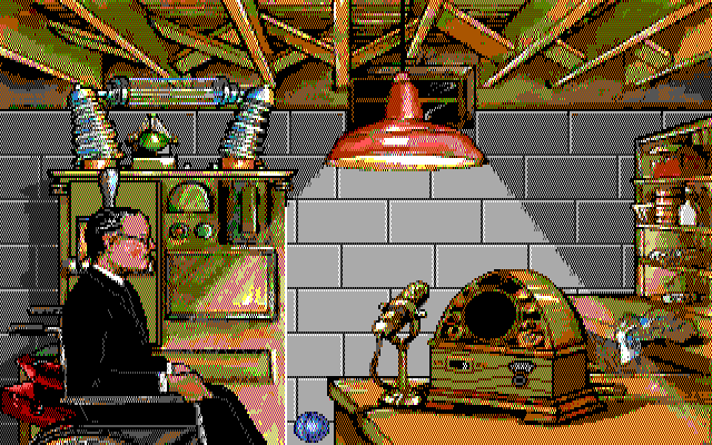 Leather Goddesses of Phobos! 2: Gas Pump Girls Meet the Pulsating Inconvenience from Planet X IBM PC/Compatibles Screenshot: In the professor's lab...