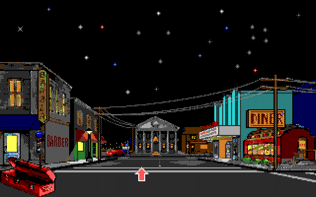 Leather Goddesses of Phobos! 2: Gas Pump Girls Meet the Pulsating Inconvenience from Planet X IBM PC/Compatibles Screenshot: Exploring downtown.