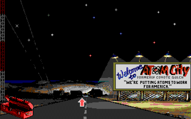 Leather Goddesses of Phobos! 2: Gas Pump Girls Meet the Pulsating Inconvenience from Planet X IBM PC/Compatibles Screenshot: Welcome to Atom City!