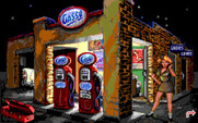 Leather Goddesses of Phobos! 2: Gas Pump Girls Meet the Pulsating Inconvenience from Planet X for IBM PC/Compatibles - At the gas station...