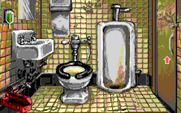Leather Goddesses of Phobos! 2: Gas Pump Girls Meet the Pulsating Inconvenience from Planet X for IBM PC/Compatibles - Can there possibly be anything in this bathroom, or is searching a waste of time?
