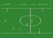 RealSports Soccer for Atari 5200 - Red team throws the ball in play after it goes out of bounds.