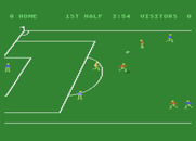 RealSports Soccer for Atari 5200 - Blue team defending the goal.