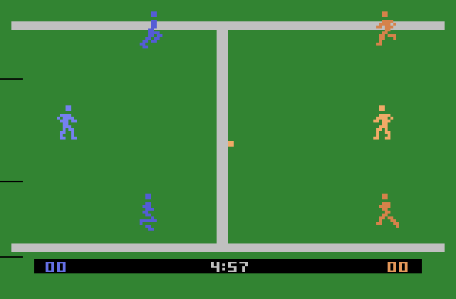 RealSports Soccer Atari 2600 Screenshot: The game begins.