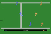 RealSports Soccer for Atari 2600 - Blue player intercepts the ball...
