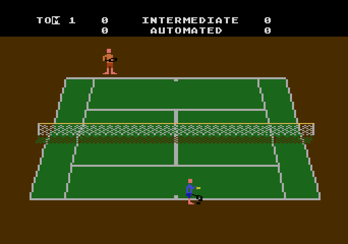 RealSports Tennis Atari 5200 Screenshot: Starting screen; setup your player's initials before starting the game.