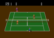 RealSports Tennis for Atari 5200 - Doubles; player one ready to serve...