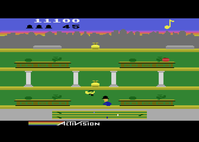 Keystone Kapers Atari 5200 Screenshot: You need to duck under the airplanes...