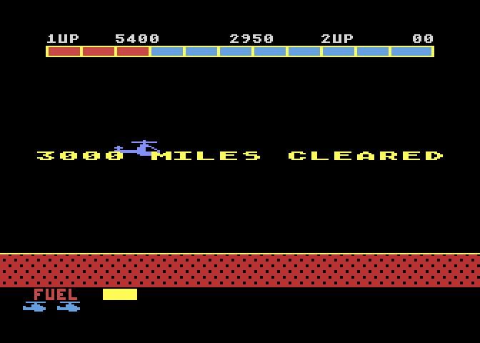 Super Cobra Atari 5200 Screenshot: 3000 miles cleared, more to go...