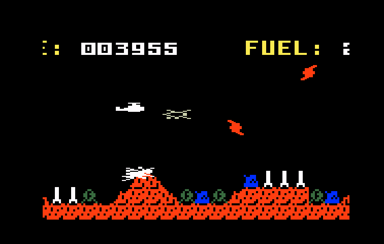 Super Cobra Intellivision Screenshot: Blasting incoming opponents...
