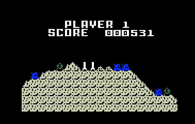 Super Cobra Intellivision Screenshot: I've been hit! Here's my score so far...
