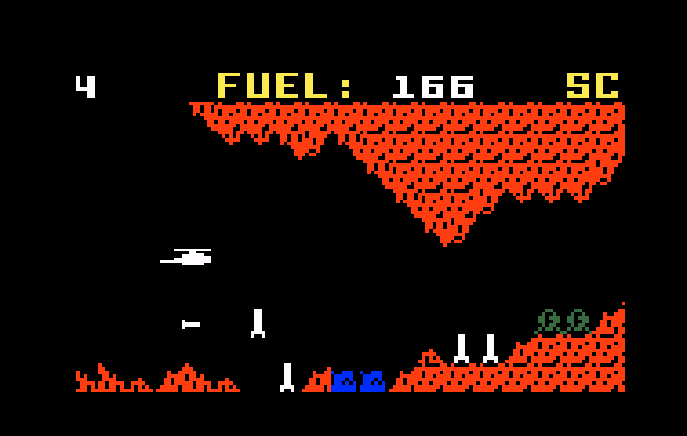 Super Cobra Intellivision Screenshot: Avoid the incoming missiles...