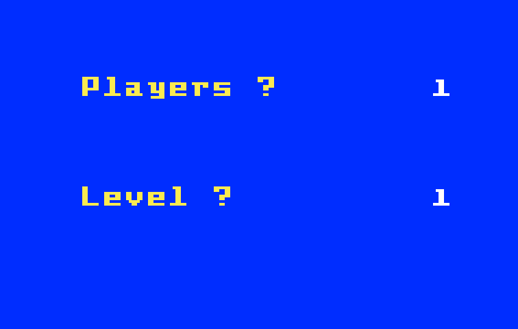Super Cobra Intellivision Screenshot: Select the number of players and skill level...