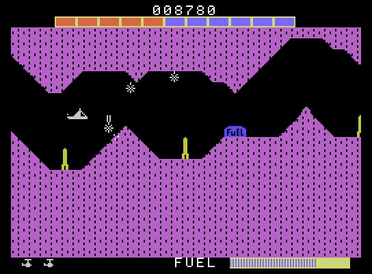 Super Cobra ColecoVision Screenshot: Another narrow tunnel...