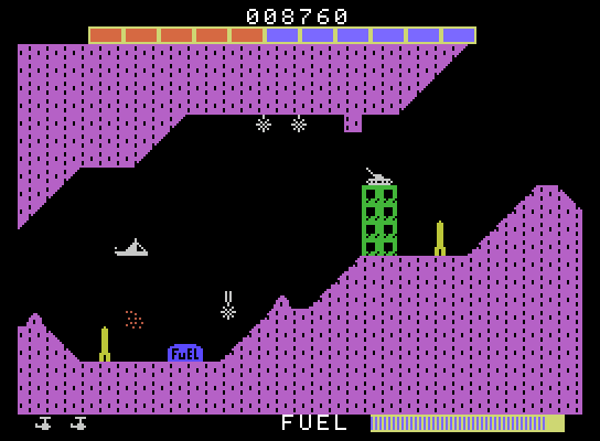 Super Cobra ColecoVision Screenshot: Avoid attacks from both above and below!