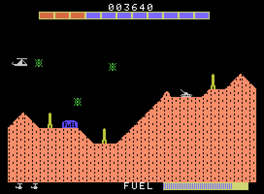 Super Cobra ColecoVision Screenshot: Watch out! Don't crash into floating mines!