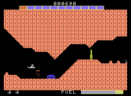 Super Cobra ColecoVision Screenshot: Some tunnels are rather narrow!