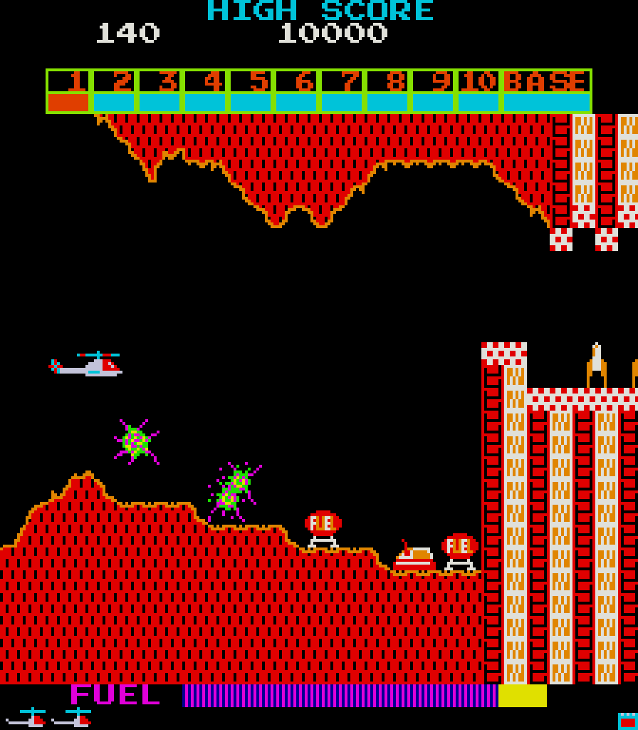 Super Cobra Arcade Screenshot: Blasting targets...