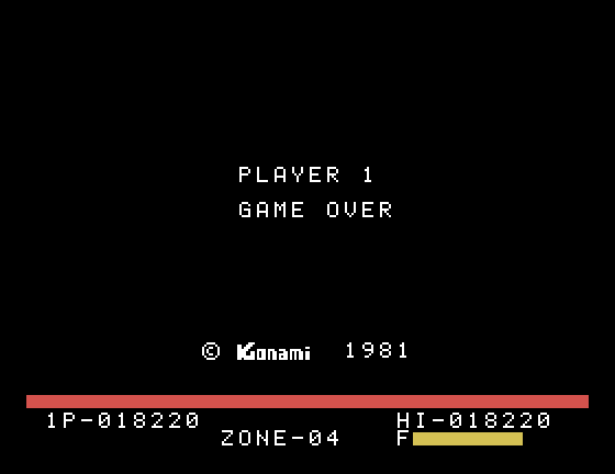 Super Cobra Sord M5 Screenshot: Game over.