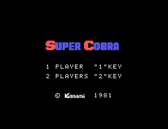 Super Cobra Sord M5 Screenshot: Title screen.