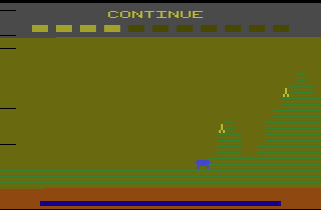 Super Cobra Atari 2600 Screenshot: Game over; continue at this level?