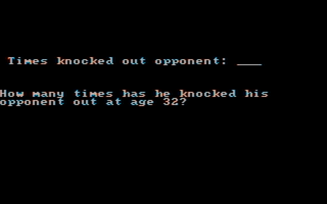 Sierra Championship Boxing IBM PC/Compatibles Screenshot: Making a new boxer; you'll have a few questions to answer...