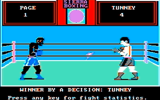 Sierra Championship Boxing IBM PC/Compatibles Screenshot: Winner by decision!