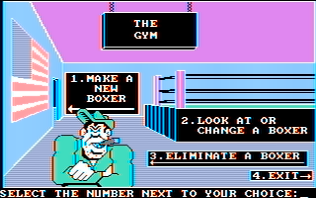 Sierra Championship Boxing IBM PC/Compatibles Screenshot: Welcome to the gym!