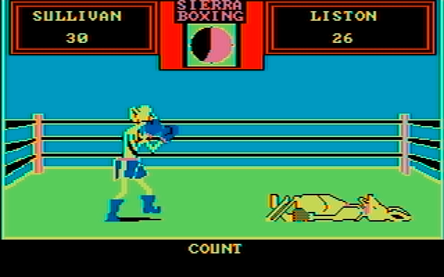 Sierra Championship Boxing IBM PC/Compatibles Screenshot: And the kangaroo is knocked out!