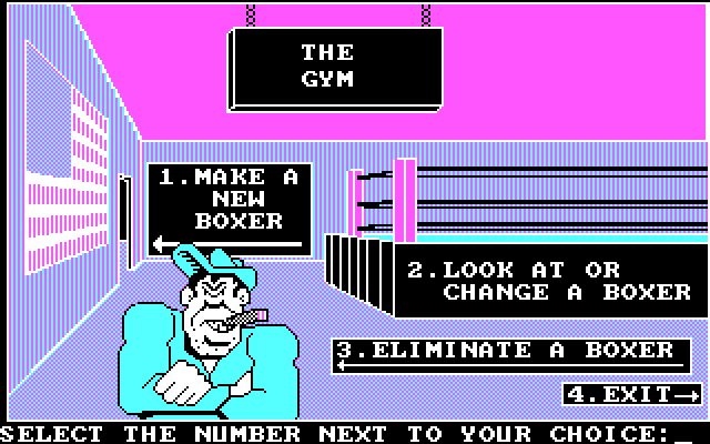 Sierra Championship Boxing IBM PC/Compatibles Screenshot: The gym menu.