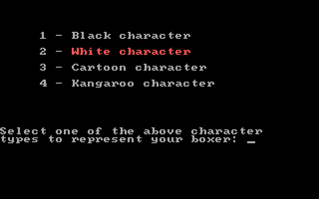 Sierra Championship Boxing IBM PC/Compatibles Screenshot: Selecting a boxers appearance.