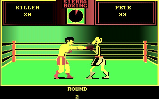 Sierra Championship Boxing IBM PC/Compatibles Screenshot: Punching an opponent.