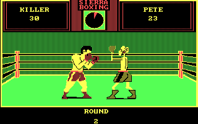 Sierra Championship Boxing IBM PC/Compatibles Screenshot: The game changes colors each round.