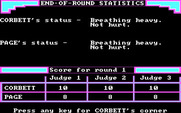Sierra Championship Boxing for IBM PC/Compatibles - End of round statistics.