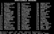 Sierra Championship Boxing for IBM PC/Compatibles - Here's the list of available boxers.