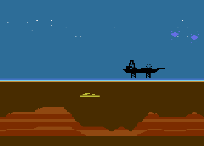 James Bond 007 Atari 5200 Screenshot: Shooting diamonds causes the screen to flash allowing you to see the otherwise hidden oil rig.