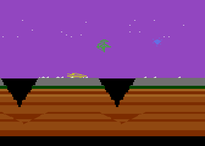 James Bond 007 Atari 5200 Screenshot: Shooting diamonds causes the screen to flash different colors.