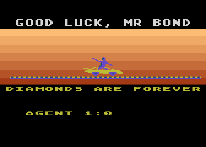 James Bond 007 Atari 5200 Screenshot: Good luck, Mr. Bond! Starting the Diamonds are Forever level...