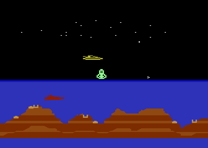 James Bond 007 Atari 5200 Screenshot: Jumping over obstacles...will I make it safely?