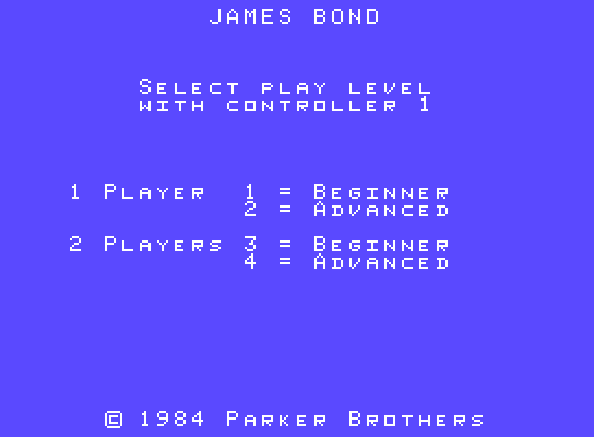 James Bond 007 ColecoVision Screenshot: Title screen.